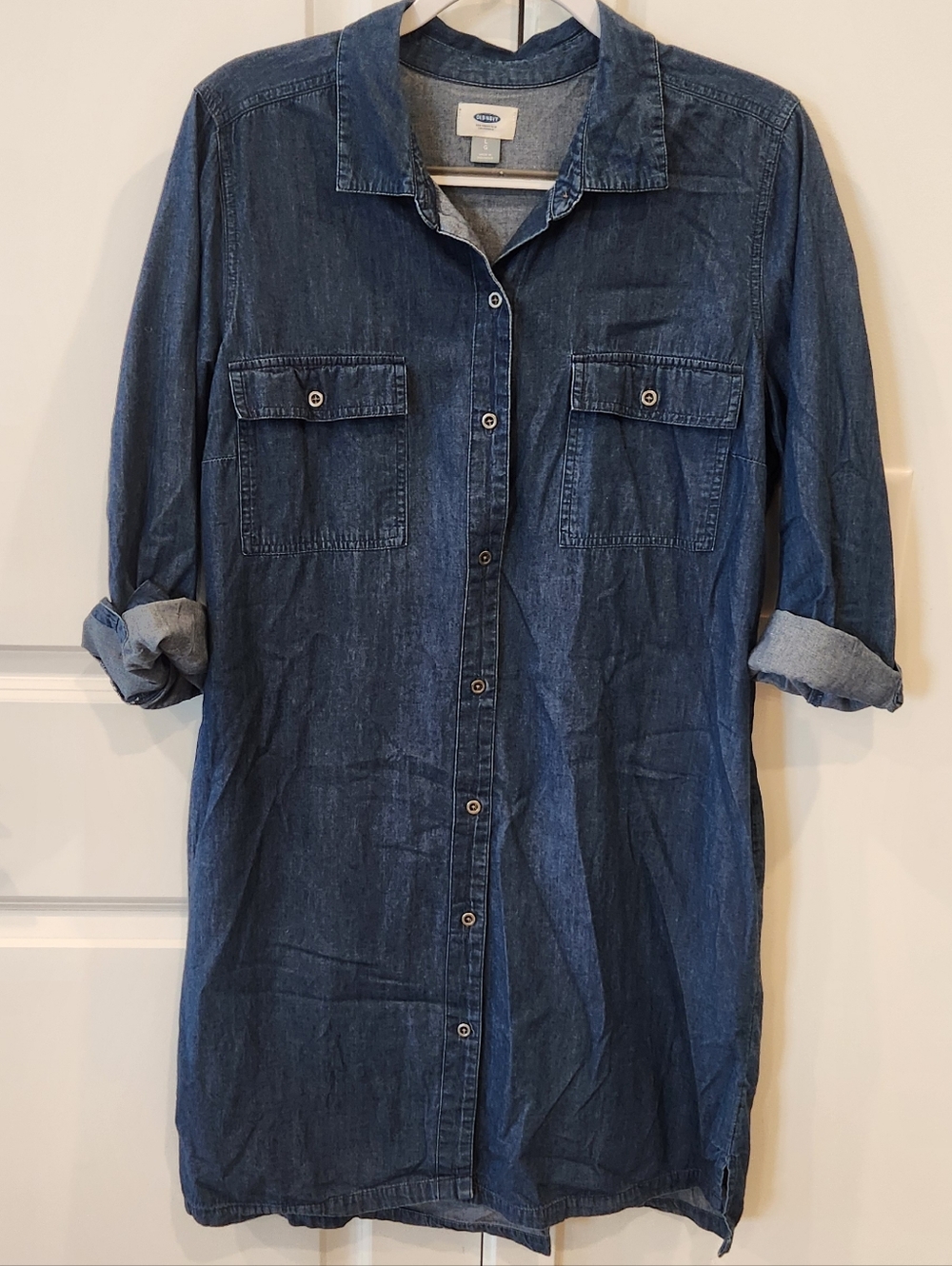 Old Navy Chambray Blue Button-Up Shirt Dress
